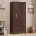 Guarda-Roupa Solteiro Wind 3 Portas 2 Gavetas Café