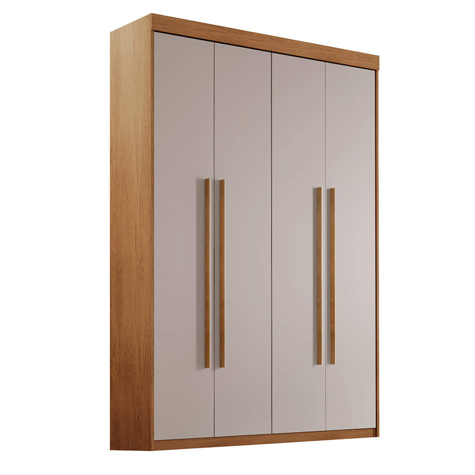 Guarda-Roupa Solteiro Xangai 4 Portas 2 Gavetas Imbuia e Off White