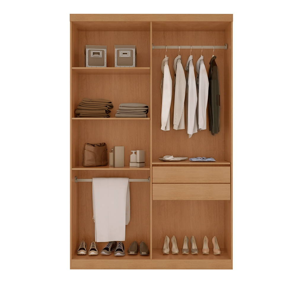 Guarda-Roupa Solteiro Xangai 4 Portas 2 Gavetas Imbuia e Off White