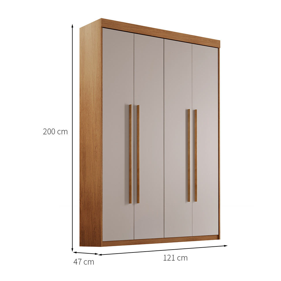 Guarda-Roupa Solteiro Xangai 4 Portas 2 Gavetas Imbuia e Off White
