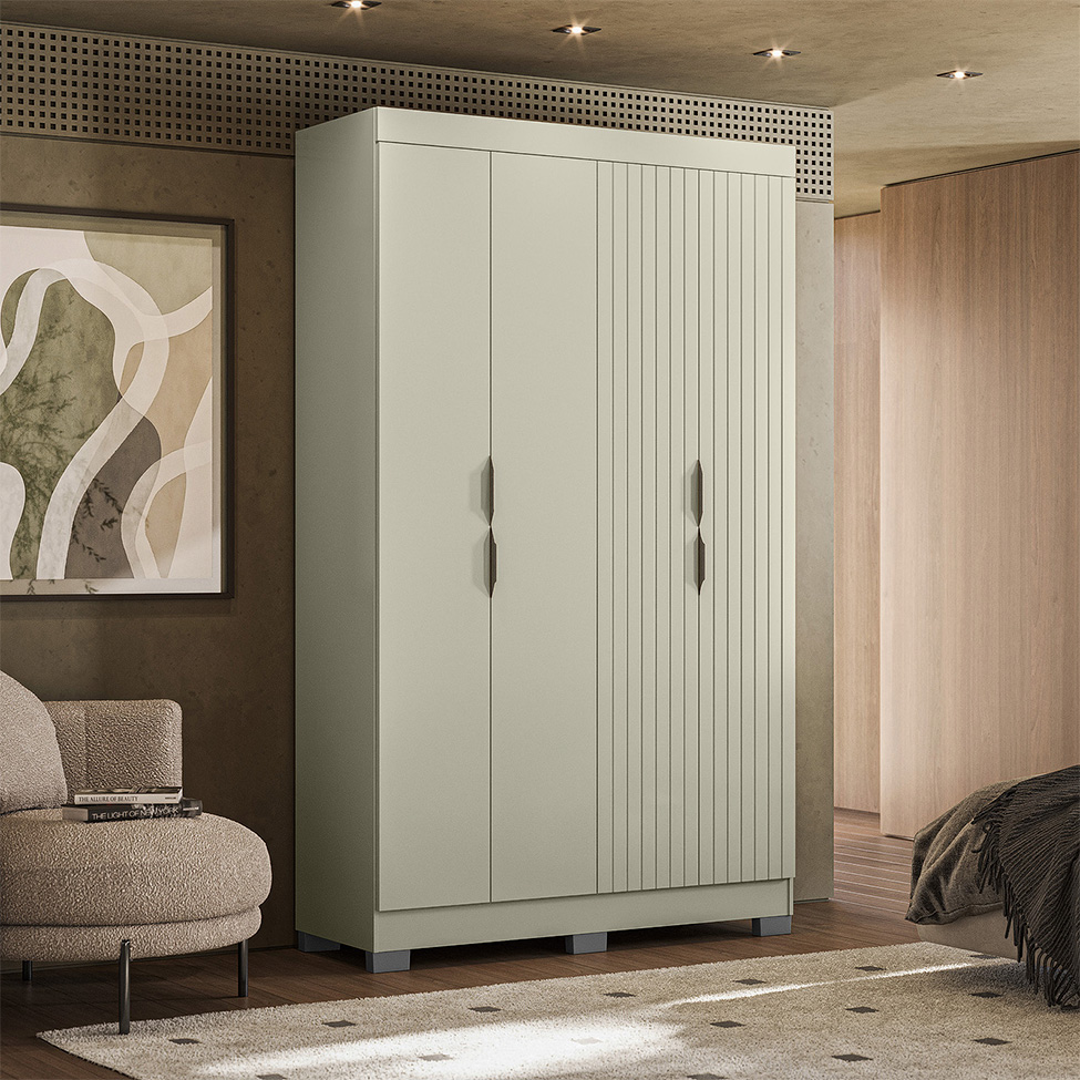 Guarda-Roupa Solteiro York 4 Portas 2 Gavetas Off White
