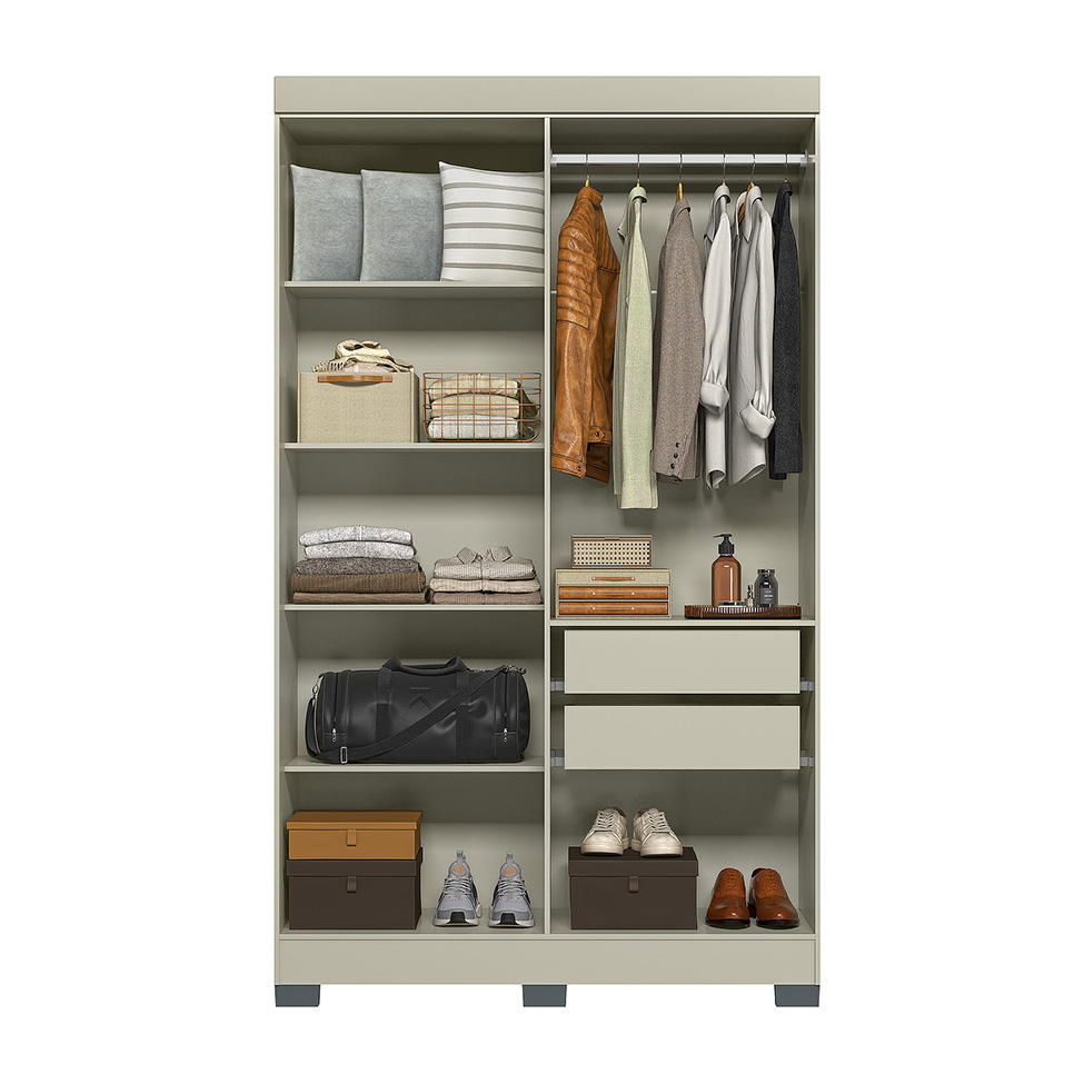 Guarda-Roupa Solteiro York 4 Portas 2 Gavetas Off White