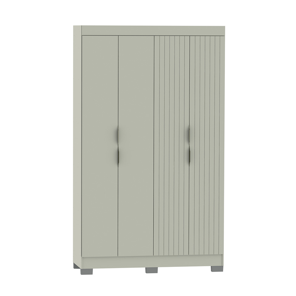 Guarda-Roupa Solteiro York 4 Portas 2 Gavetas Off White