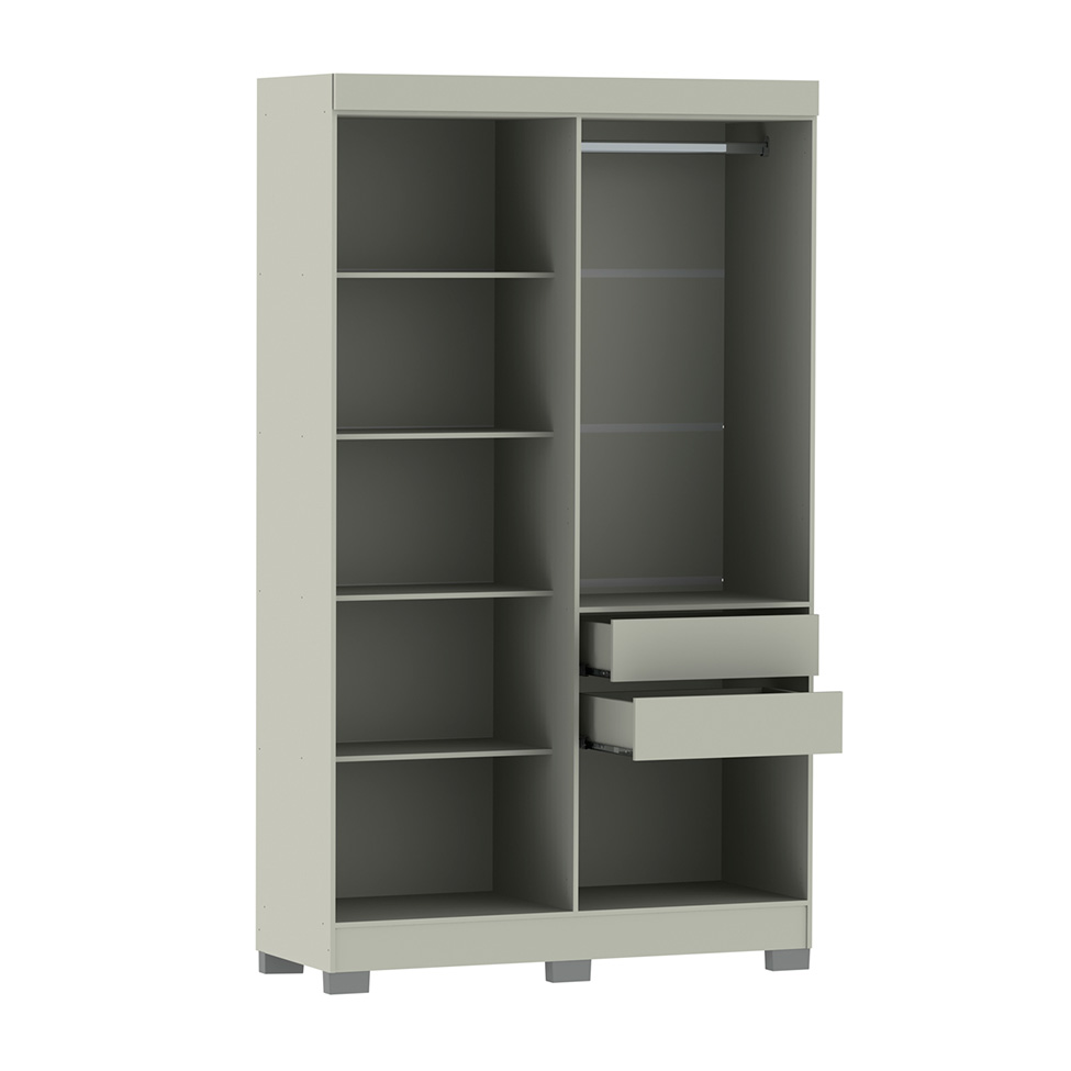Guarda-Roupa Solteiro York 4 Portas 2 Gavetas Off White