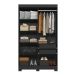 Guarda-Roupa Solteiro York 4 Portas 2 Gavetas Preto