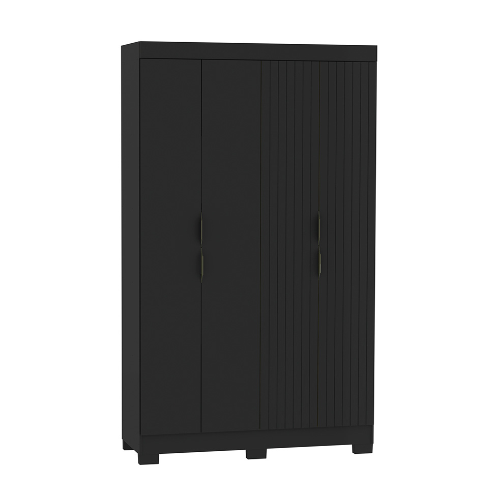 Guarda-Roupa Solteiro York 4 Portas 2 Gavetas Preto