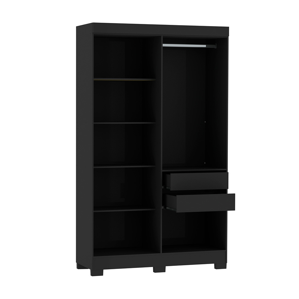 Guarda-Roupa Solteiro York 4 Portas 2 Gavetas Preto