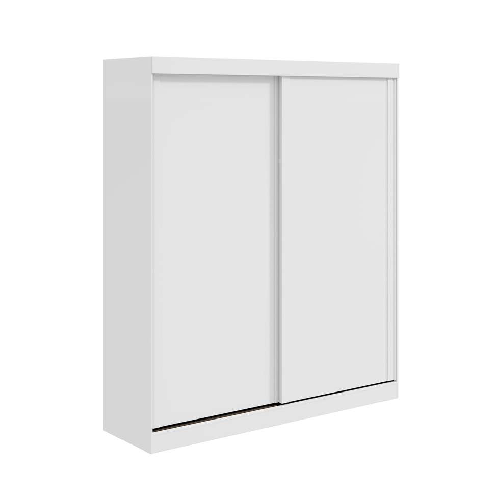 Guarda-Roupa Solteiro Zeine sem Pés 2 Portas 2 Gavetas Branco