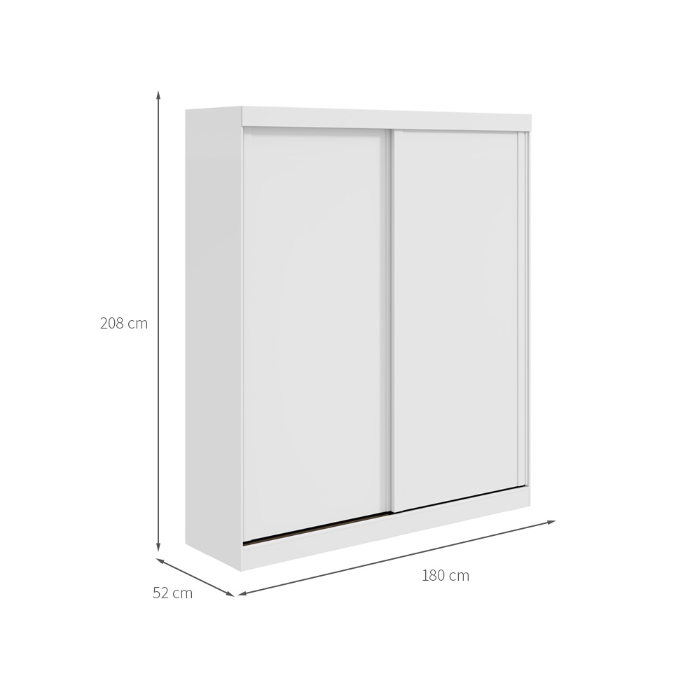 Guarda-Roupa Solteiro Zeine sem Pés 2 Portas 2 Gavetas Branco