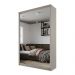 Guarda-Roupa Solteiro com 2 Espelhos Geneve 2 Portas 2 Gavetas Bege