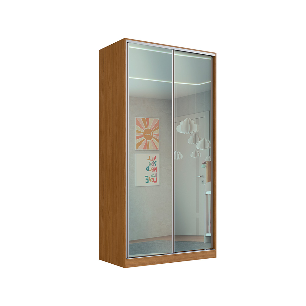 Guarda-Roupa Solteiro com 2 Espelhos Lótus 2 Portas 3 Gavetas Freijó