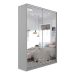 Guarda-Roupa Solteiro com 2 Espelhos Zermatt 100% MDF 2 Portas 3 Gavetas Cinza