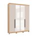Guarda-Roupa Solteiro com Espelho Barcelona 4 Portas 2 Gavetas Carvalho e Off White