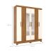 Guarda-Roupa Solteiro com Espelho Benedict 6 Portas 2 Gavetas Off White e Nature