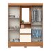 Guarda-Roupa Solteiro com Espelho Briz 4 Portas 2 Gavetas Nature e Off White