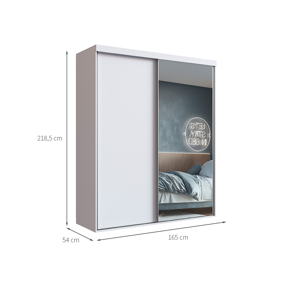 Guarda-Roupa Solteiro com Espelho Ávila 2 Portas 2 Gavetas Branco