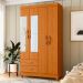 Guarda-Roupa Solteiro com Espelho Âmbar 4 Portas 2 Gavetas Cinamomo