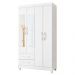 Guarda-Roupa Solteiro com Espelho Âmbar Flex 4 Portas 2 Gavetas Branco