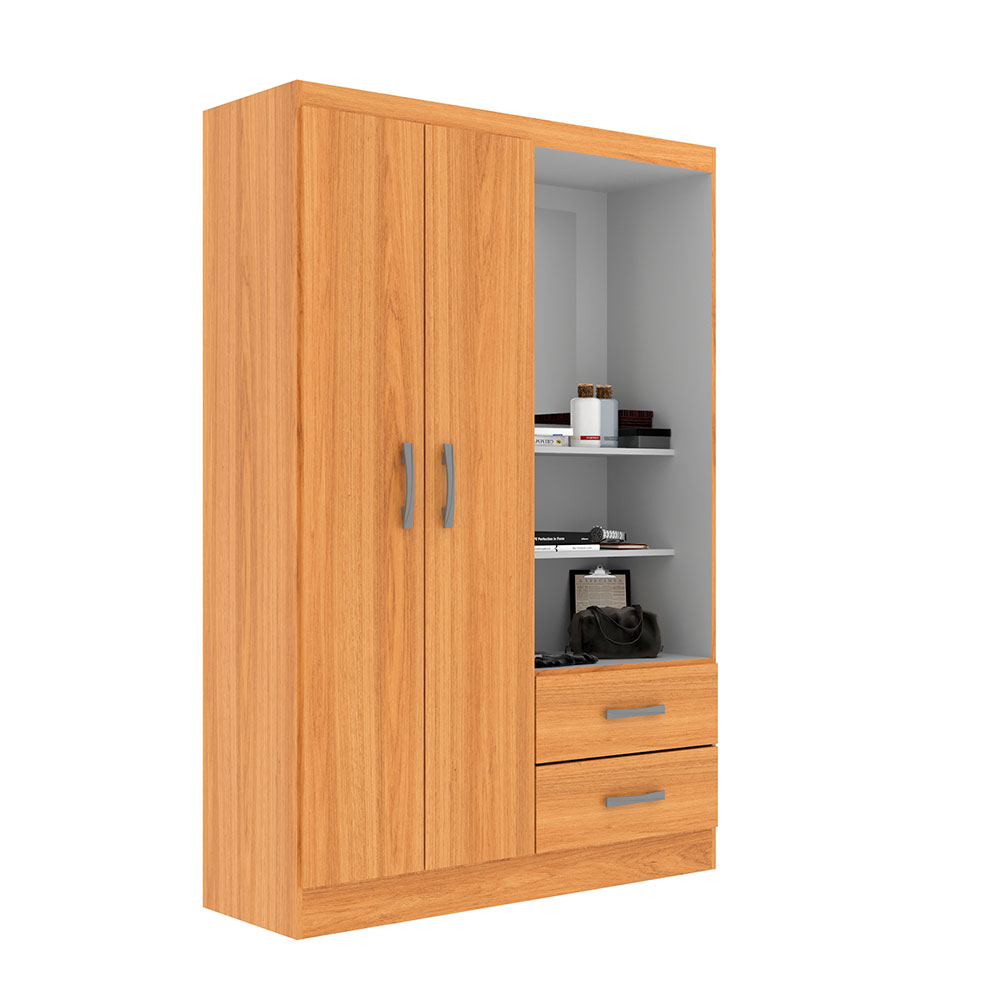 Guarda-Roupa Solteiro com Espelho Capelinha 2 Portas 2 Gavetas Cinamomo