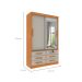 Guarda-Roupa Solteiro com Espelho Chicago 2 Portas 6 Gavetas Cinamomo e Off White