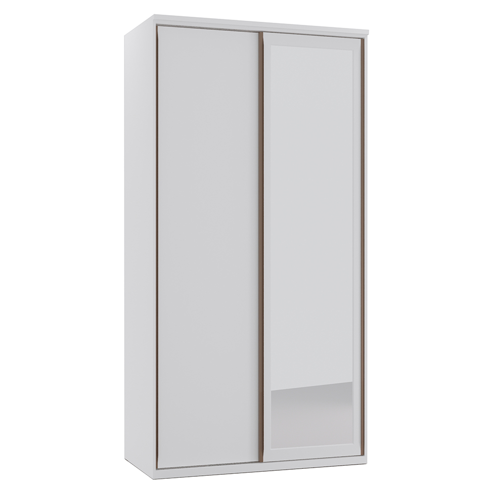Guarda-Roupa Solteiro com Espelho Elite I 2 PT 3 GV Branco