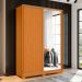 Guarda-Roupa Solteiro com Espelho Frizatto Flex 2 Portas 3 Gavetas Cinamomo e Off White