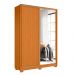 Guarda-Roupa Solteiro com Espelho Frizatto Flex 2 Portas 3 Gavetas Cinamomo e Off White