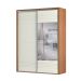 Guarda-Roupa Solteiro com Espelho Girona 100% MDF 2 Portas 2 Gavetas Freijó e Off White