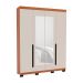 Guarda-Roupa Solteiro com Espelho Madrid 4 Portas 4 Gavetas Freijó e Creme
