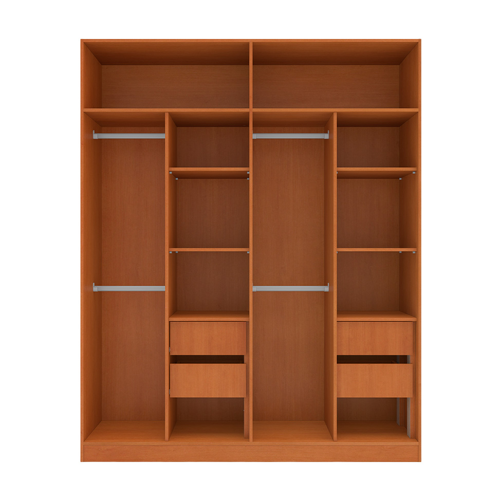 Guarda-Roupa Solteiro com Espelho Madrid 4 Portas 4 Gavetas Freijó e Creme