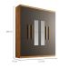 Guarda-Roupa Solteiro com Espelho Malibu 100% MDF 4 Portas 2 Gavetas Imbuia e Grafite