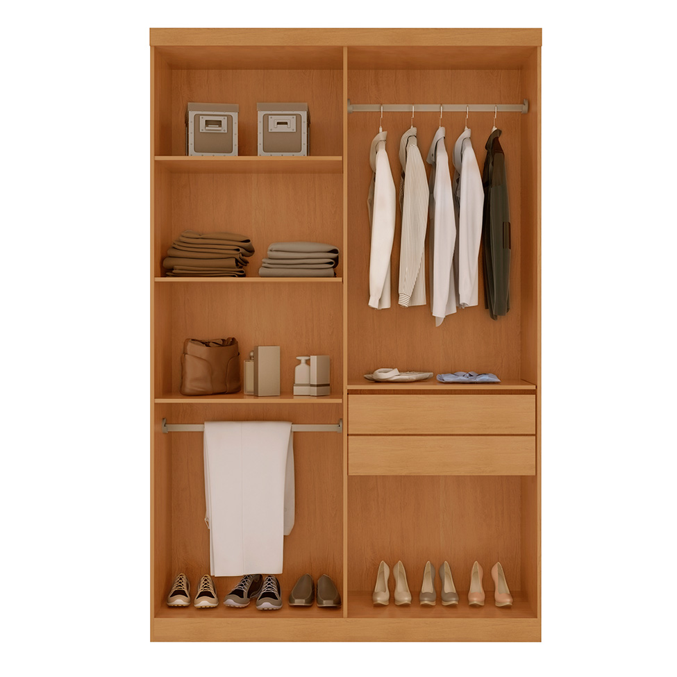 Guarda-Roupa Solteiro com Espelho Malibu 4 PT 2 GV Imbuia e Grafite