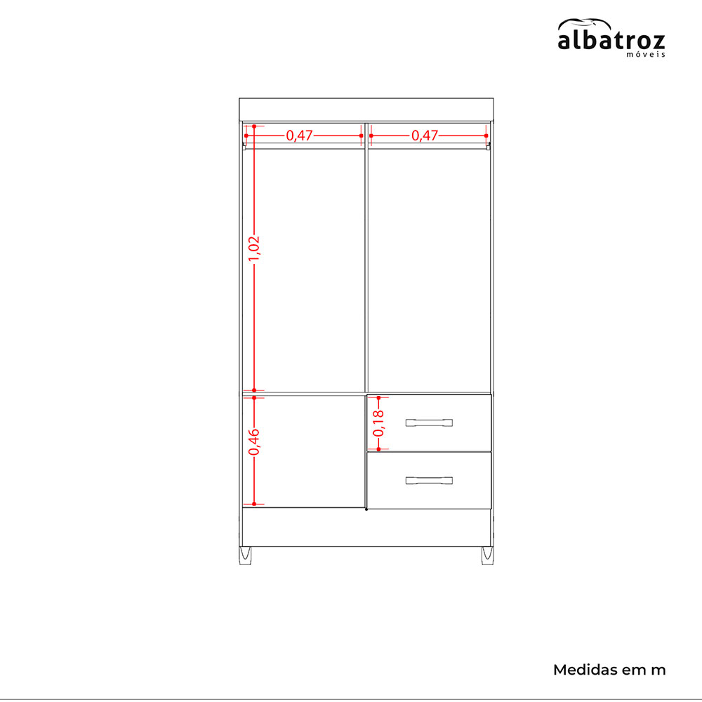 Guarda-Roupa Solteiro com Espelho Mobi Flex 4 Portas 2 Gavetas Branco