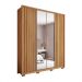 Guarda-Roupa Solteiro com Espelho New Apollo Ripado 4 Portas 3 Gavetas Buriti e Fendi