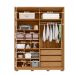 Guarda-Roupa Solteiro com Espelho New Apollo Ripado 4 Portas 3 Gavetas Buriti e Fendi