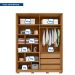 Guarda-Roupa Solteiro com Espelho New Apollo Ripado 4 Portas 3 Gavetas Buriti e Fendi