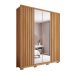 Guarda-Roupa Solteiro com Espelho New Apollo Ripado 4 Portas 3 Gavetas Buriti e Off White