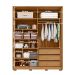 Guarda-Roupa Solteiro com Espelho New Apollo Ripado 4 Portas 3 Gavetas Buriti e Off White