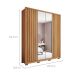 Guarda-Roupa Solteiro com Espelho New Apollo Ripado 4 Portas 3 Gavetas Buriti e Off White