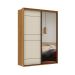 Guarda-Roupa Solteiro com Espelho Qualitá 100% MDF 2 Portas 3 Gavetas Freijó e Off White