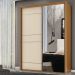 Guarda-Roupa Solteiro com Espelho Qualitá 100% MDF 2 Portas 3 Gavetas Freijó e Off White