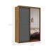 Guarda-Roupa Solteiro com Espelho Qualitá 100% MDF 2 Portas 3 Gavetas Freijó e Titânio