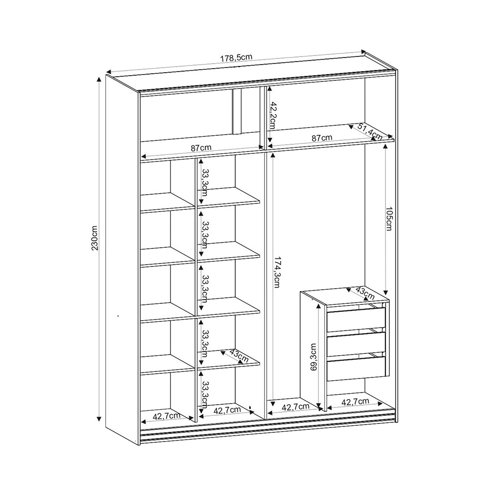 Guarda-Roupa Solteiro com Espelho Raffinato 100% MDF 2 Portas Branco