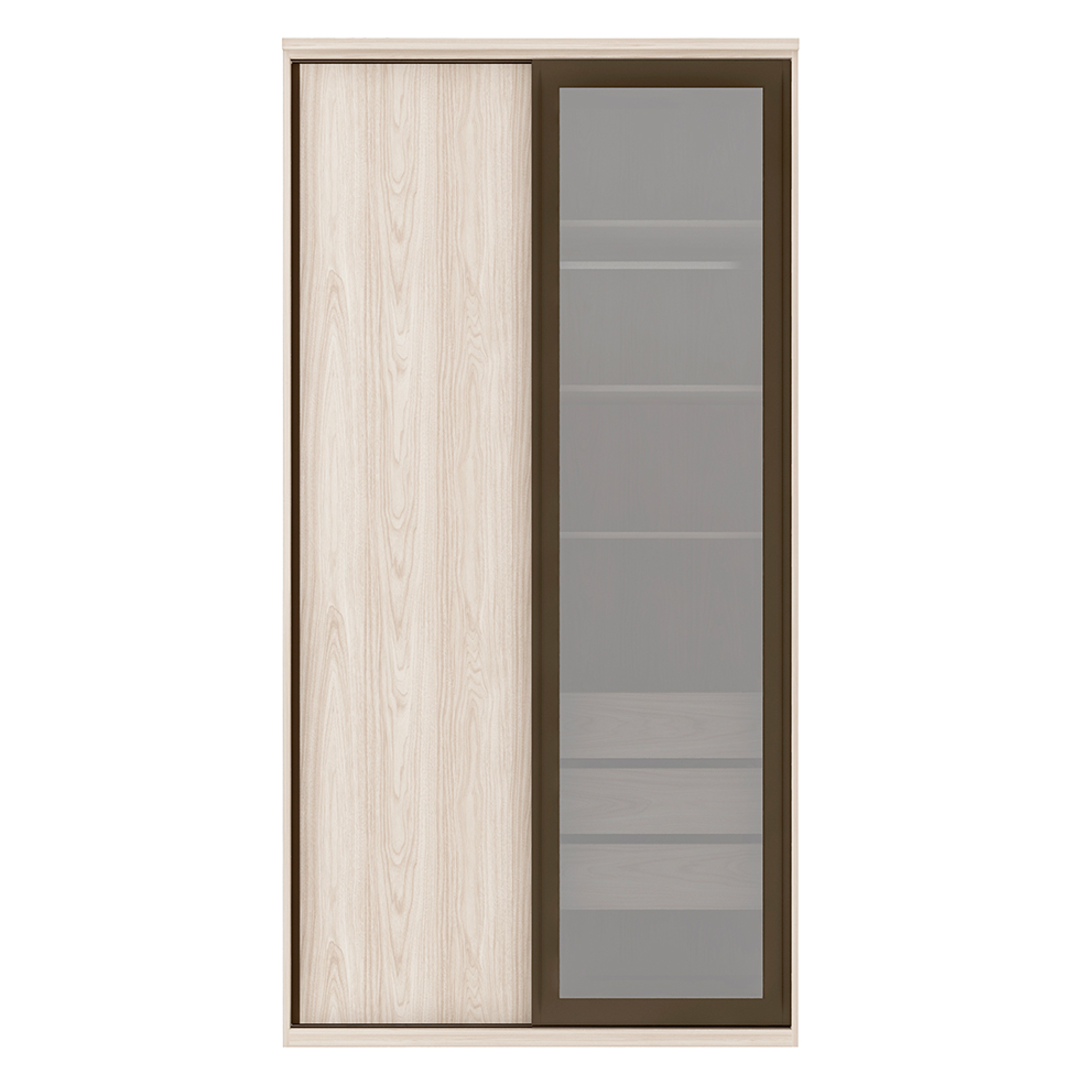 Guarda-Roupa Solteiro com Espelho Reflecta Elite I 2 Portas 3 Gavetas Marrom e Bege