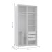 Guarda-Roupa Solteiro com Espelho Reflecta Elite III 2 Portas 3 Gavetas Branco