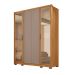 Guarda-Roupa Solteiro com Espelho Reflecta New Cristal 4 Portas 3 Gavetas Buriti e Fendi