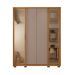 Guarda-Roupa Solteiro com Espelho Reflecta New Cristal 4 Portas 3 Gavetas Buriti e Fendi