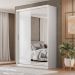 Guarda-Roupa Solteiro com Espelho Riva Flex 2 Portas 4 Gavetas Branco e Amêndola