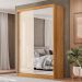 Guarda-Roupa Solteiro com Espelho Riva Flex 2 Portas 4 Gavetas Cinamomo e Off White