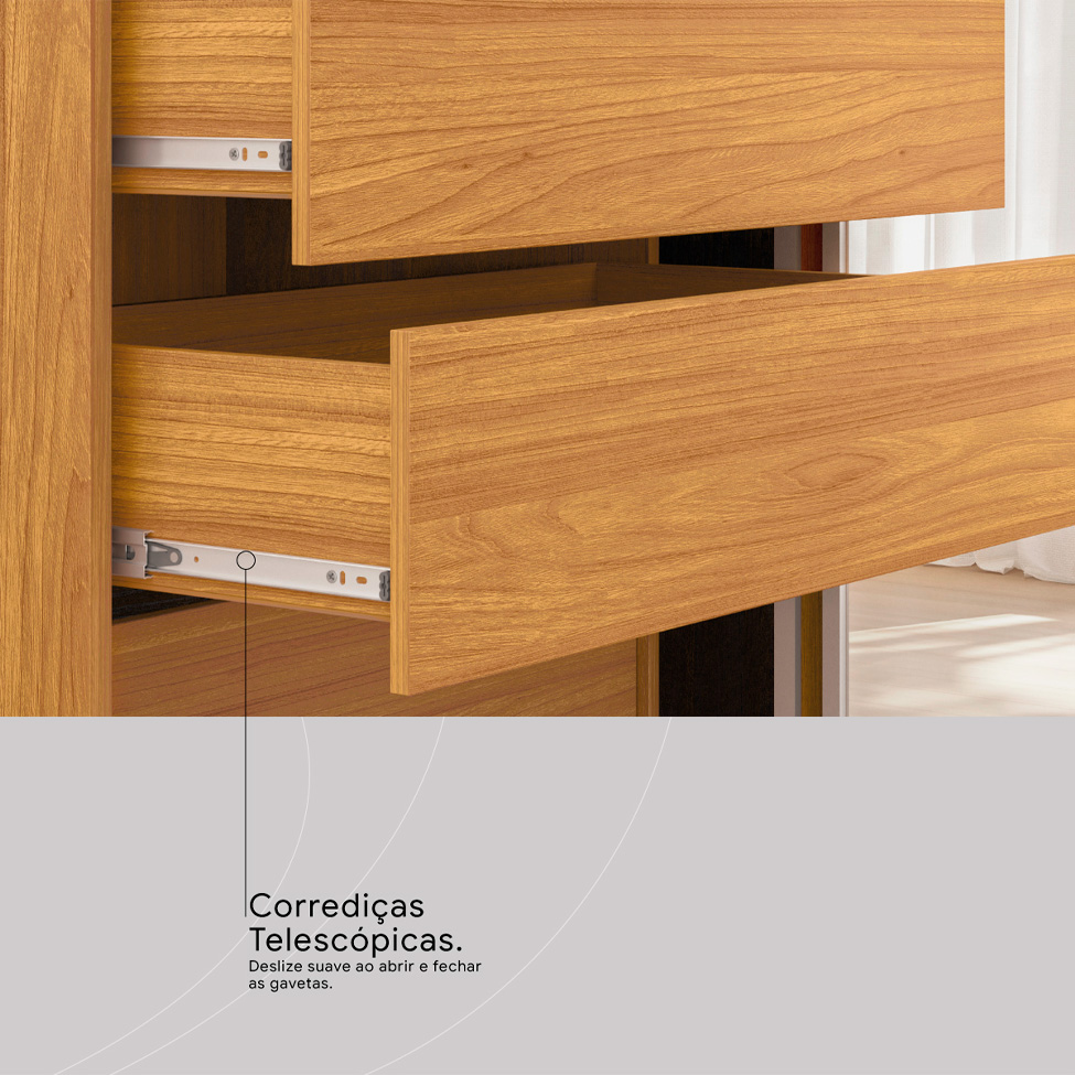 Guarda-Roupa Solteiro com Espelho Riva Flex 2 Portas 4 Gavetas Cinamomo e Off White